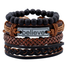 Shangjie OEM Retro suit Leather bracelet rope leather bracelet men sublimation mens custom bracelet